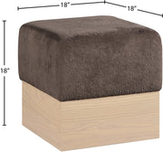 Havre Velour Fur Fabric Upholstered Ottoman in Brown - 22074Brown