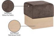 Havre Velour Fur Fabric Upholstered Ottoman in Brown - 22074Brown