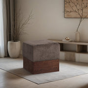 Havre Velour Fur Fabric Upholstered Ottoman in Brown - 22076Brown