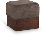 Havre Velour Fur Fabric Upholstered Ottoman in Brown - 22076Brown