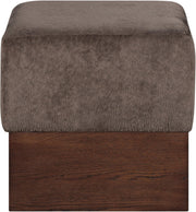 Havre Velour Fur Fabric Upholstered Ottoman in Brown - 22076Brown
