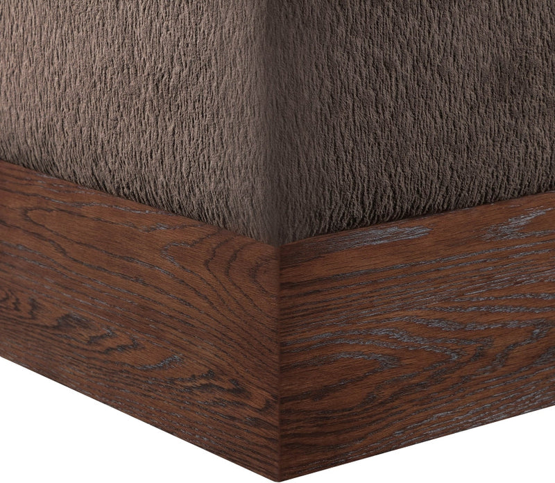 Havre Velour Fur Fabric Upholstered Ottoman in Brown - 22076Brown