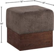 Havre Velour Fur Fabric Upholstered Ottoman in Brown - 22076Brown