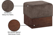 Havre Velour Fur Fabric Upholstered Ottoman in Brown - 22076Brown