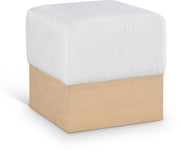 Havre Velour Fur Fabric Upholstered Ottoman in Cream - 22074Cream