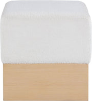 Havre Velour Fur Fabric Upholstered Ottoman in Cream - 22074Cream