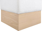 Havre Velour Fur Fabric Upholstered Ottoman in Cream - 22074Cream