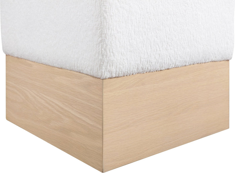 Havre Velour Fur Fabric Upholstered Ottoman in Cream - 22074Cream