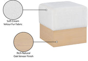 Havre Velour Fur Fabric Upholstered Ottoman in Cream - 22074Cream