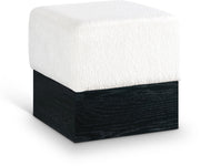 Havre Velour Fur Fabric Upholstered Ottoman in Cream - 22075Cream