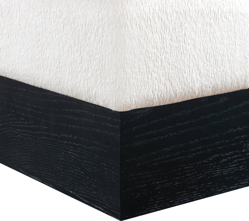 Havre Velour Fur Fabric Upholstered Ottoman in Cream - 22075Cream