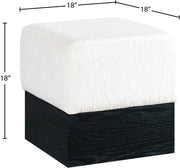 Havre Velour Fur Fabric Upholstered Ottoman in Cream - 22075Cream
