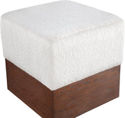 Havre Velour Fur Fabric Upholstered Ottoman in Cream - 22076Cream