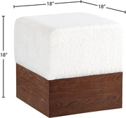 Havre Velour Fur Fabric Upholstered Ottoman in Cream - 22076Cream