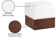 Havre Velour Fur Fabric Upholstered Ottoman in Cream - 22076Cream