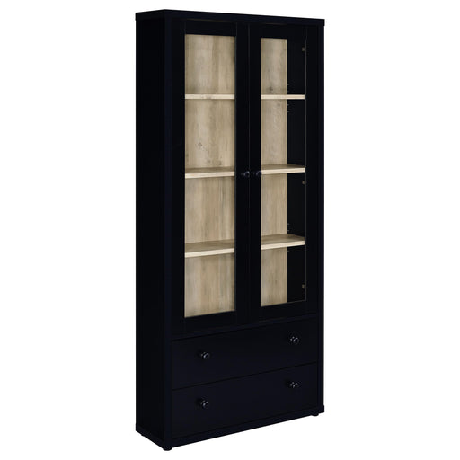 Hawthorne 4-shelf Glass Door Cabinet with Drawers Black - 953478