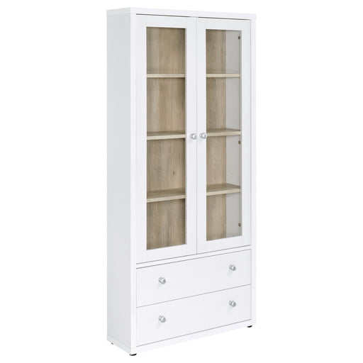 Hawthorne 4-shelf Glass Door Tall Cabinet with Drawers White - 953477