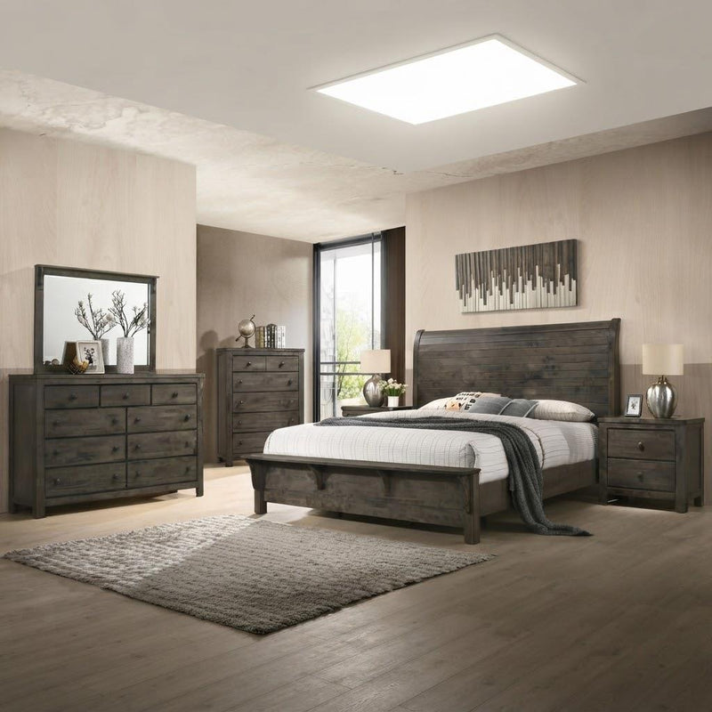Hayward - Gray King Bed, Dresser, Mirror, Chest, Nightstand - B205-KDMCN