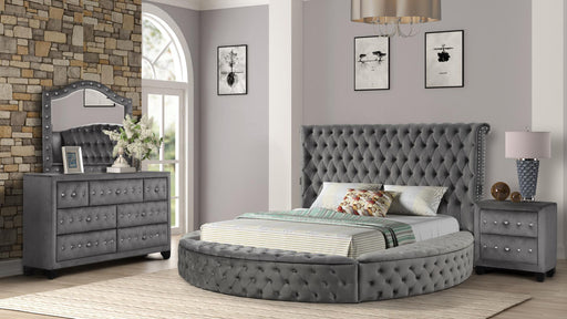 Hazel King 4 Pc Bedroom Set in Gray - Hazel King 4 Pc Bedroom Set in Gray