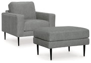 Hazela Chair and Ottoman in Charcoal - PKG015060
