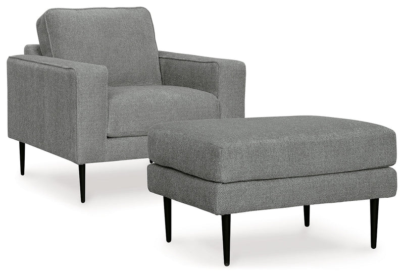 Hazela Chair and Ottoman in Charcoal - PKG015060