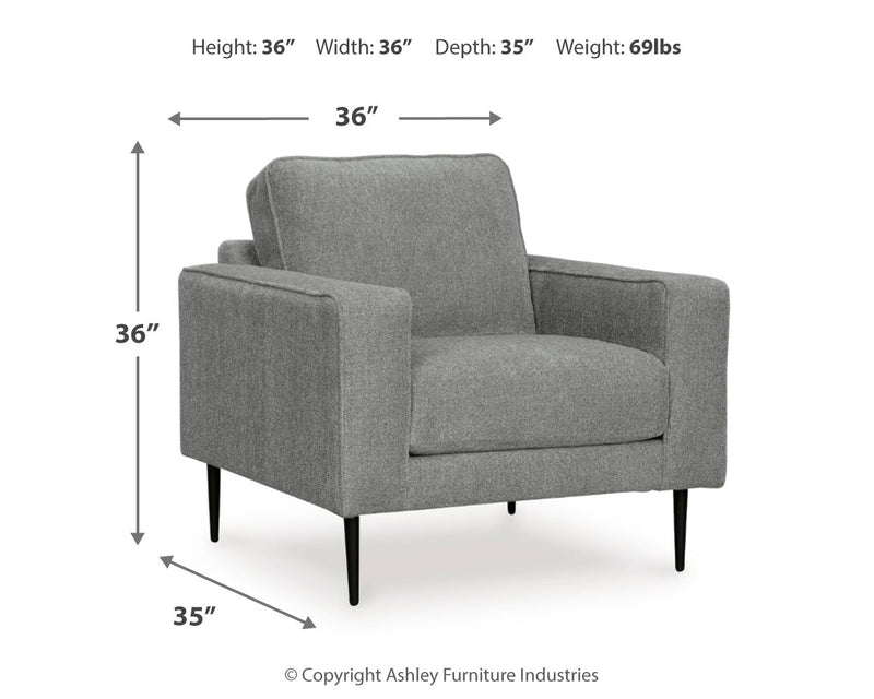 Hazela Chair and Ottoman in Charcoal - PKG015060