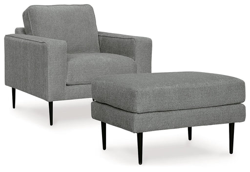 Hazela Chair and Ottoman in Charcoal - PKG015060