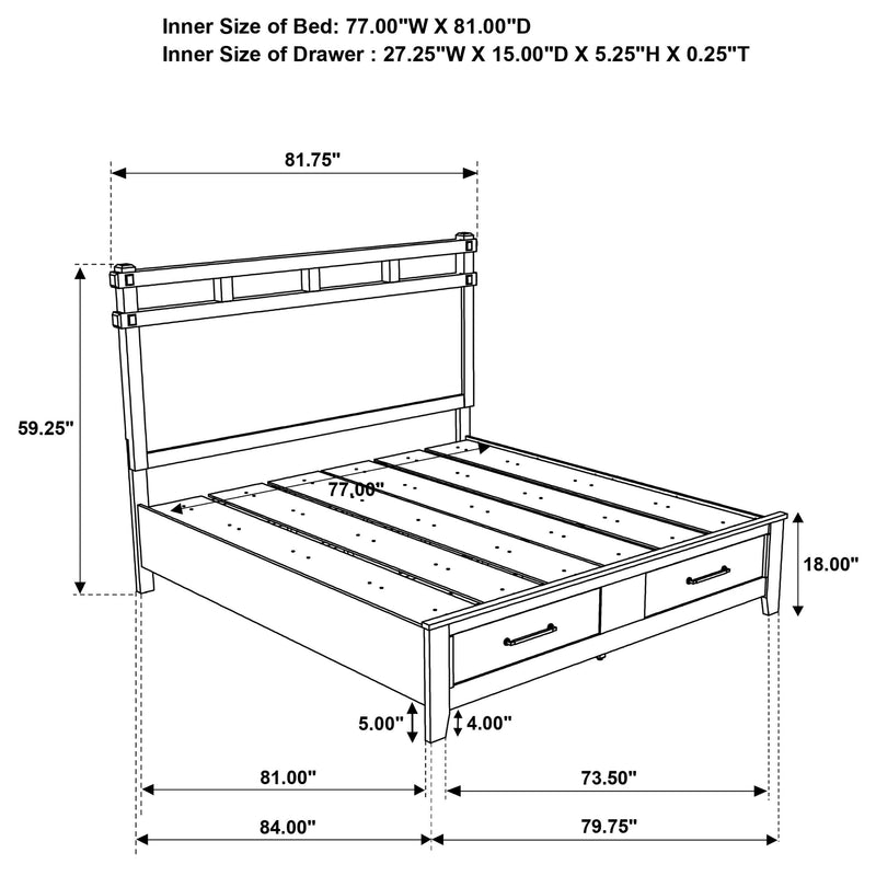 Hazlewood 59-inch Eastern King Storage Bed Vineyard Oak - 207530KE