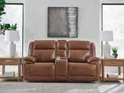 Healy Pier Chocolate Power Reclining Loveseat with Console - U1120418