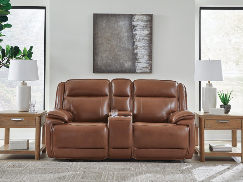 Healy Pier Chocolate Power Reclining Loveseat with Console - U1120418
