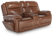Healy Pier Chocolate Power Reclining Loveseat with Console - U1120418
