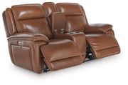 Healy Pier Chocolate Power Reclining Loveseat with Console - U1120418