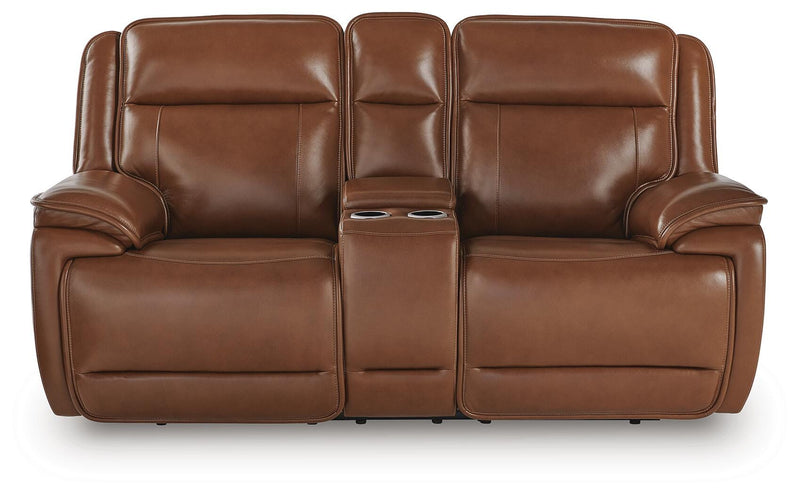 Healy Pier Chocolate Power Reclining Loveseat with Console - U1120418