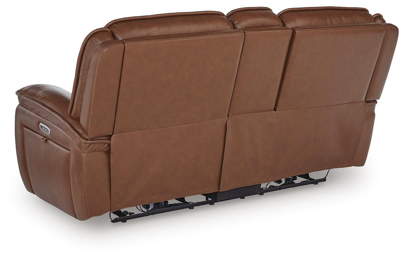 Healy Pier Chocolate Power Reclining Loveseat with Console - U1120418
