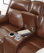 Healy Pier Chocolate Power Reclining Loveseat with Console - U1120418