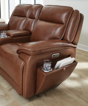 Healy Pier Chocolate Power Reclining Loveseat with Console - U1120418