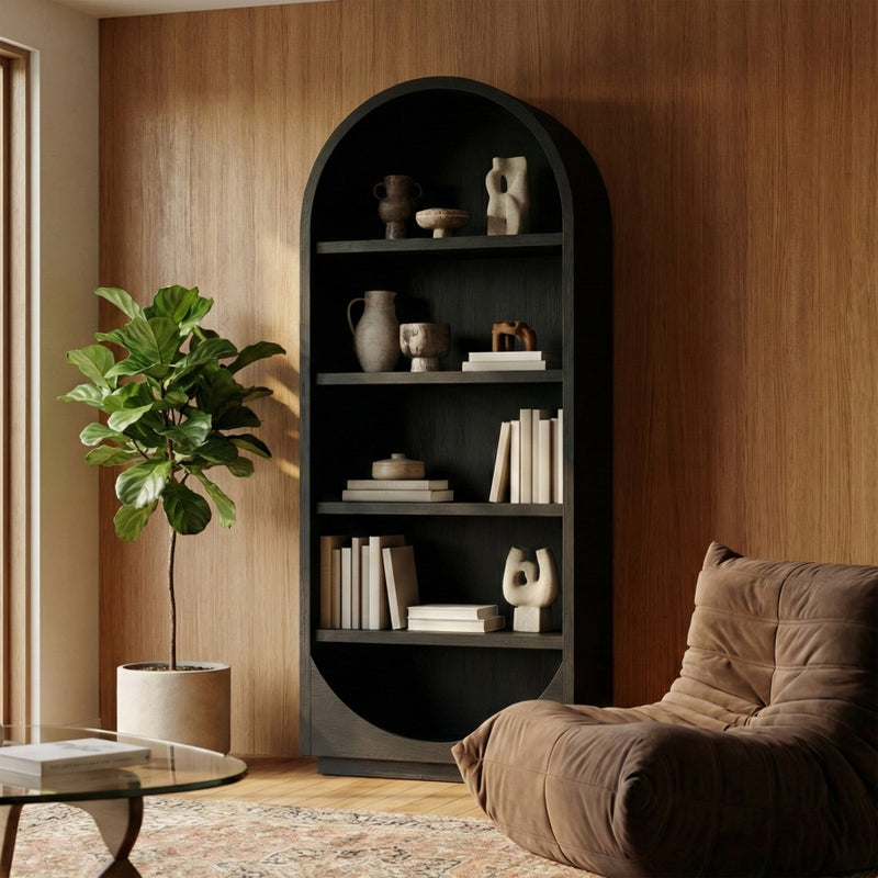 Hearth Solid Wood Bookcase in Black - 77024Black