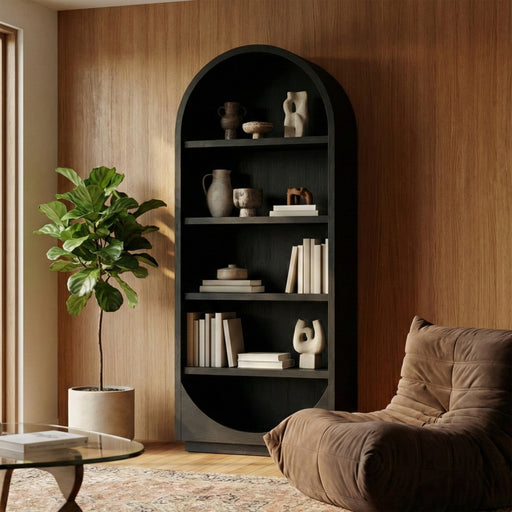 Hearth Solid Wood Bookcase in Black - 77024Black