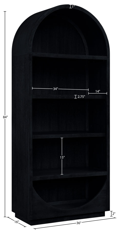 Hearth Solid Wood Bookcase in Black - 77024Black