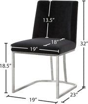 Heidi Velvet Upholstered Dining Chair in Black, Set of 2 - 728Black-C