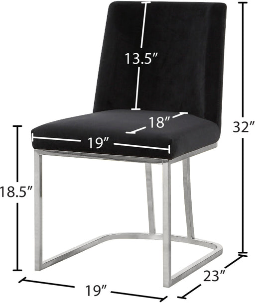 Heidi Velvet Upholstered Dining Chair in Black, Set of 2 - 728Black-C