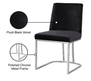 Heidi Velvet Upholstered Dining Chair in Black, Set of 2 - 728Black-C