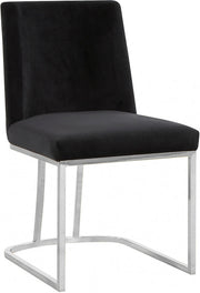 Heidi Velvet Upholstered Dining Chair in Black, Set of 2 - 728Black-C