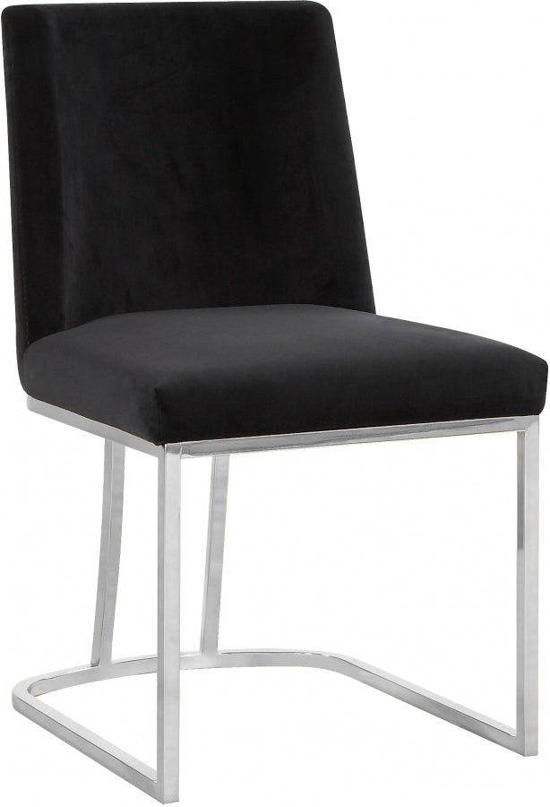 Heidi Velvet Upholstered Dining Chair in Black, Set of 2 - 728Black-C
