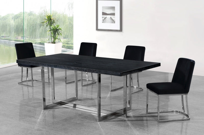 Heidi Velvet Upholstered Dining Chair in Black, Set of 2 - 728Black-C