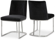 Heidi Velvet Upholstered Dining Chair in Black, Set of 2 - 728Black-C