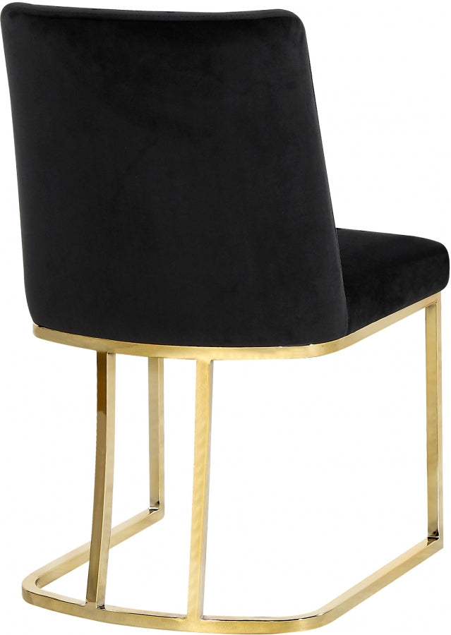Heidi Velvet Upholstered Dining Chair in Black, Set of 2 - 776Black-C