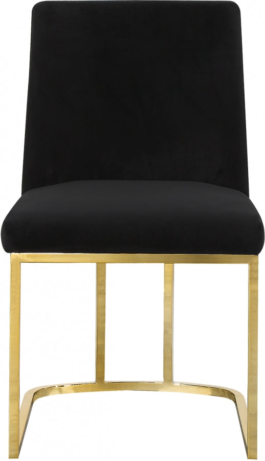 Heidi Velvet Upholstered Dining Chair in Black, Set of 2 - 776Black-C