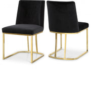 Heidi Velvet Upholstered Dining Chair in Black, Set of 2 - 776Black-C