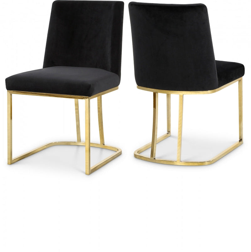 Heidi Velvet Upholstered Dining Chair in Black, Set of 2 - 776Black-C